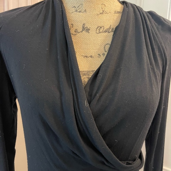 Black cotton long sleeve cocktail dress with low decolte’ - Picture 3 of 6